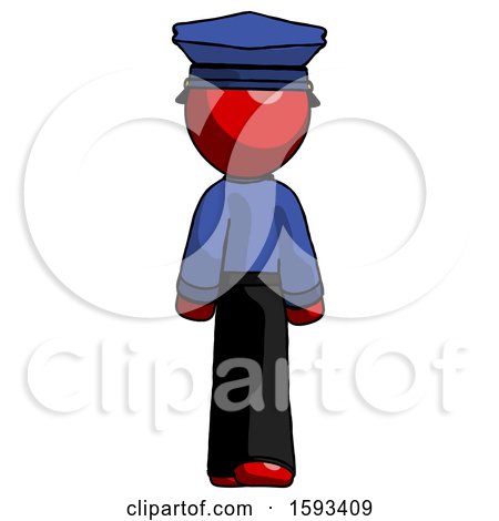 Red Police Man Walking Away, Back View by Leo Blanchette