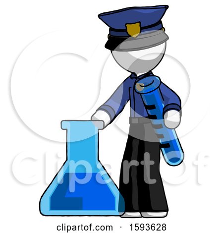 White Police Man Holding Test Tube Beside Beaker or Flask by Leo Blanchette