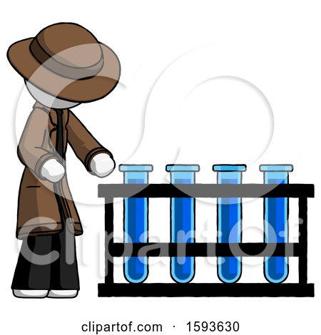 White Detective Man Using Test Tubes or Vials on Rack by Leo Blanchette