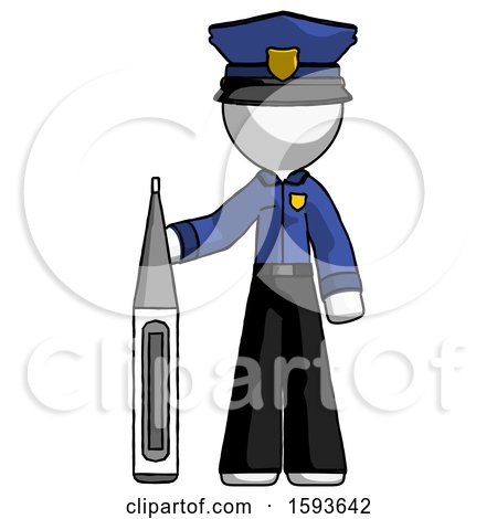 White Police Man Standing with Large Thermometer by Leo Blanchette