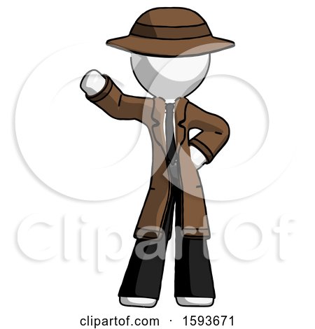 White Detective Man Waving Right Arm with Hand on Hip by Leo Blanchette
