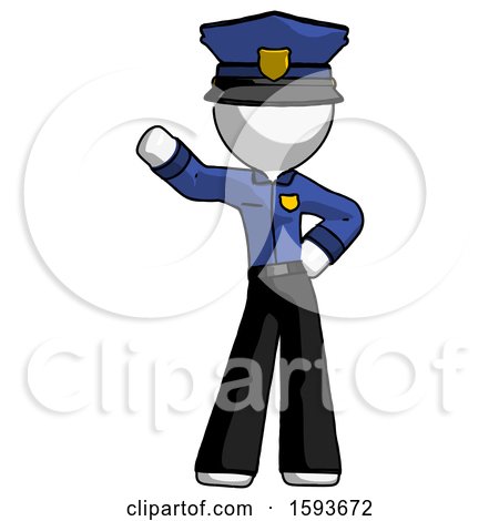 White Police Man Waving Right Arm with Hand on Hip by Leo Blanchette