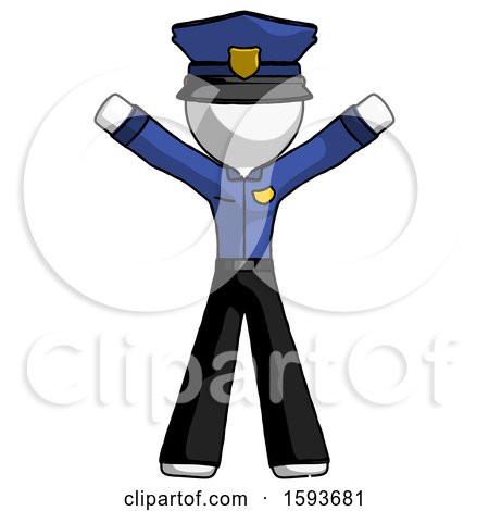 White Police Man Surprise Pose, Arms and Legs out by Leo Blanchette