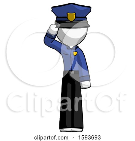 White Police Man Soldier Salute Pose by Leo Blanchette