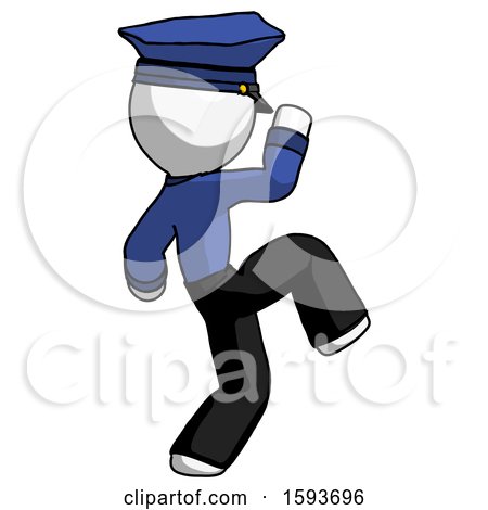White Police Man Kick Pose Start by Leo Blanchette