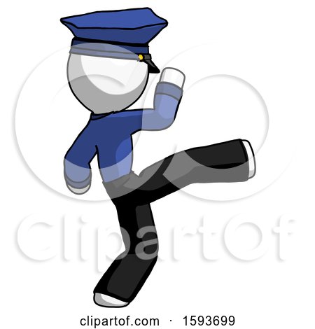 White Police Man Kick Pose by Leo Blanchette