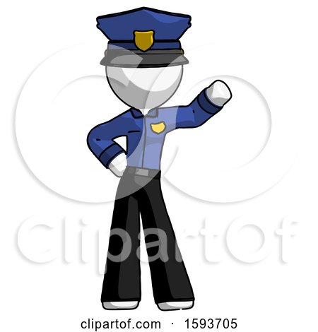 White Police Man Waving Left Arm with Hand on Hip by Leo Blanchette