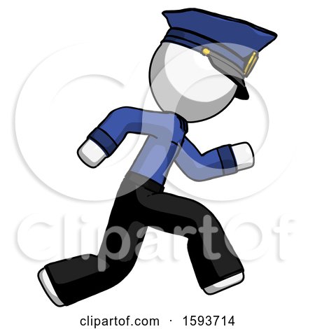 White Police Man Running Fast Right by Leo Blanchette