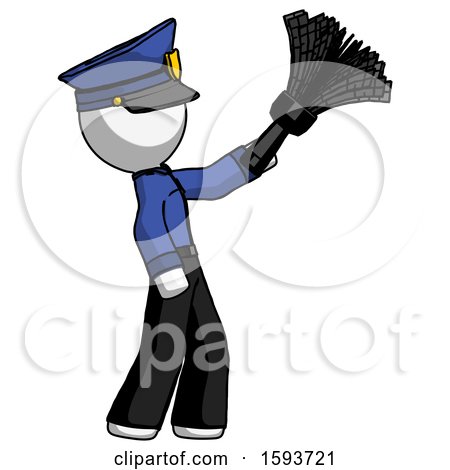 White Police Man Dusting with Feather Duster Upwards by Leo Blanchette