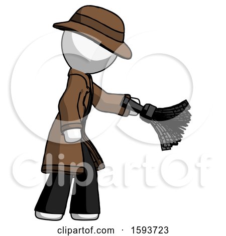 White Detective Man Dusting with Feather Duster Downwards by Leo Blanchette