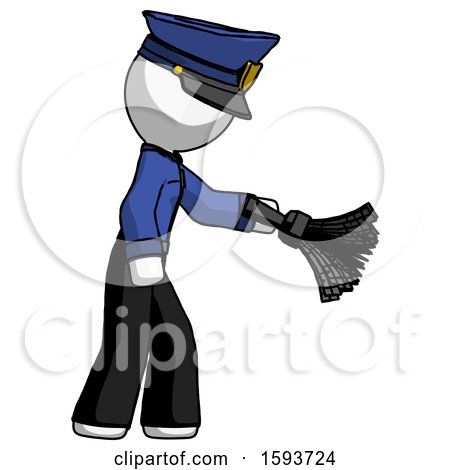 White Police Man Dusting with Feather Duster Downwards by Leo Blanchette