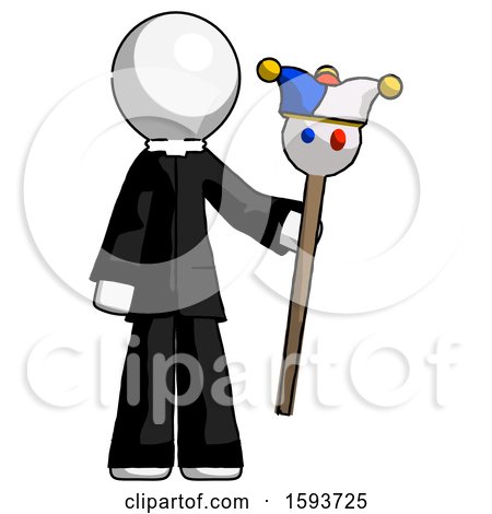 White Clergy Man Holding Jester Staff by Leo Blanchette