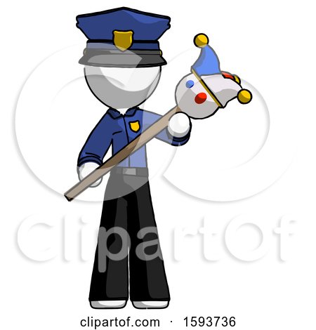 White Police Man Holding Jester Diagonally by Leo Blanchette