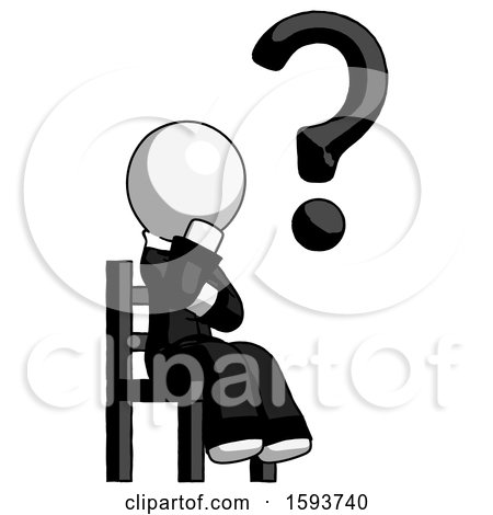 White Clergy Man Question Mark Concept, Sitting on Chair Thinking by Leo Blanchette