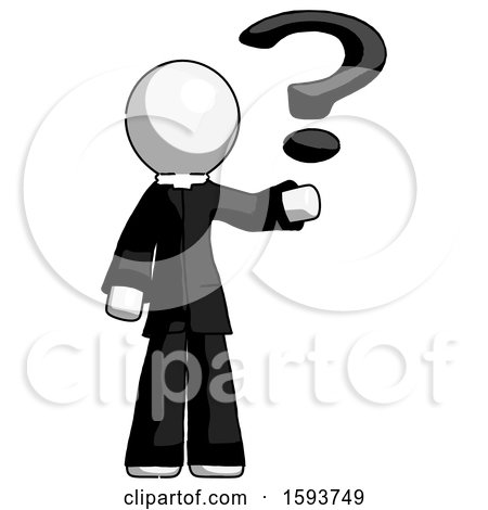White Clergy Man Holding Question Mark to Right by Leo Blanchette