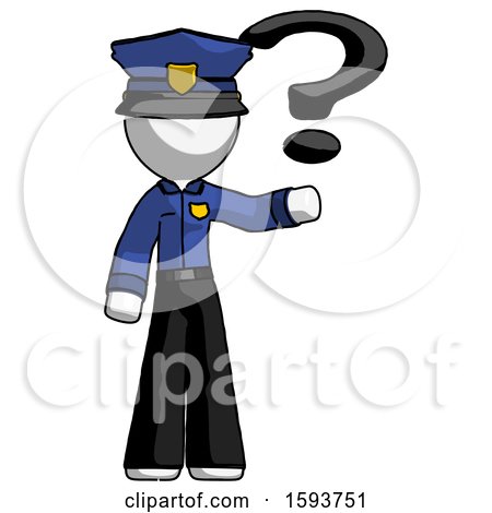 White Police Man Holding Question Mark to Right by Leo Blanchette