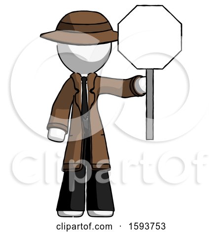 White Detective Man Holding Stop Sign by Leo Blanchette