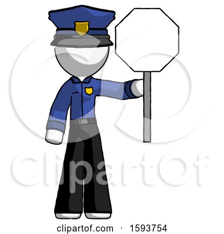 White Police Man Holding Stop Sign by Leo Blanchette