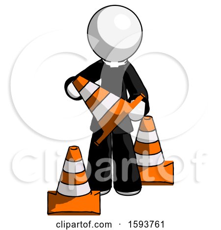 White Clergy Man Holding a Traffic Cone by Leo Blanchette