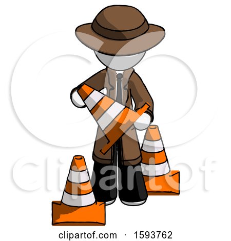 White Detective Man Holding a Traffic Cone by Leo Blanchette