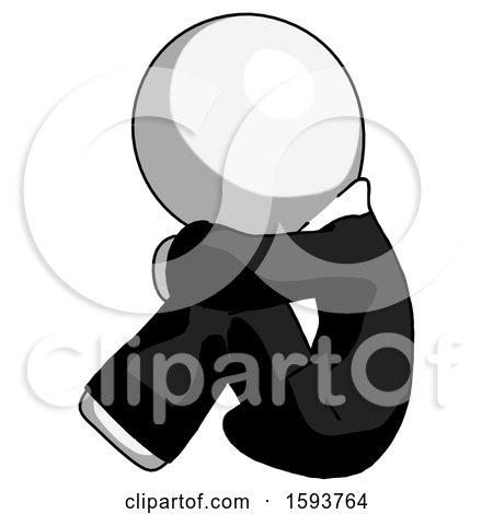 White Clergy Man Sitting with Head down Facing Sideways Left by Leo Blanchette