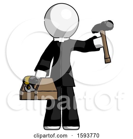 White Clergy Man Holding Tools and Toolchest Ready to Work by Leo Blanchette