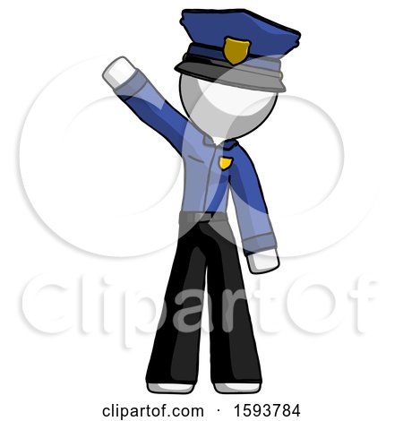 White Police Man Waving Emphatically with Right Arm by Leo Blanchette