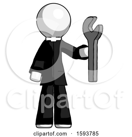 White Clergy Man Holding Wrench Ready to Repair or Work by Leo Blanchette
