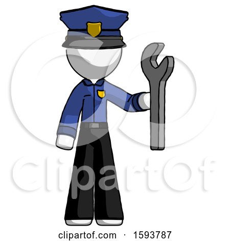 White Police Man Holding Wrench Ready to Repair or Work by Leo Blanchette
