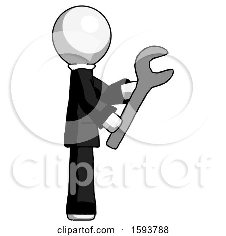 White Clergy Man Using Wrench Adjusting Something to Right by Leo Blanchette