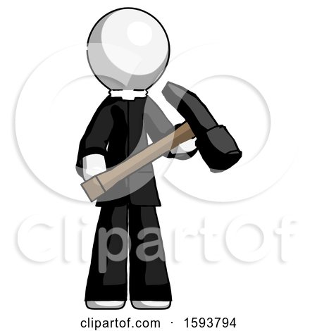 White Clergy Man Holding Hammer Ready to Work by Leo Blanchette