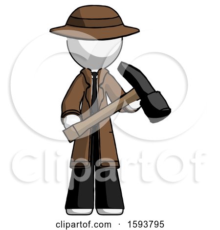 White Detective Man Holding Hammer Ready to Work by Leo Blanchette