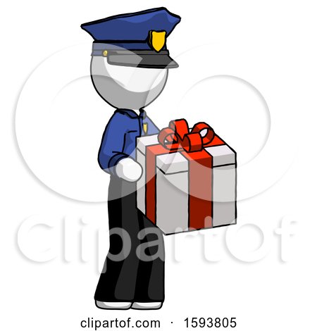 White Police Man Giving a Present by Leo Blanchette