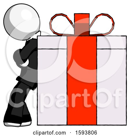 White Clergy Man Gift Concept - Leaning Against Large Present by Leo Blanchette