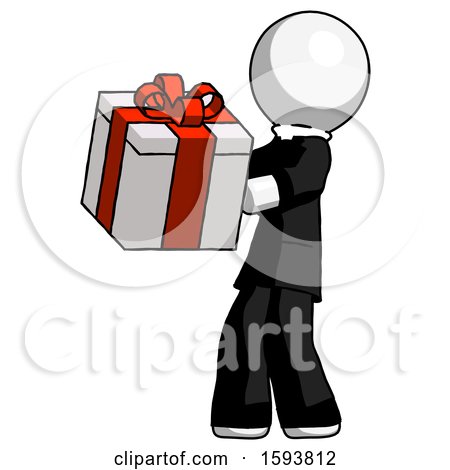 White Clergy Man Presenting a Present with Large Red Bow on It by Leo Blanchette