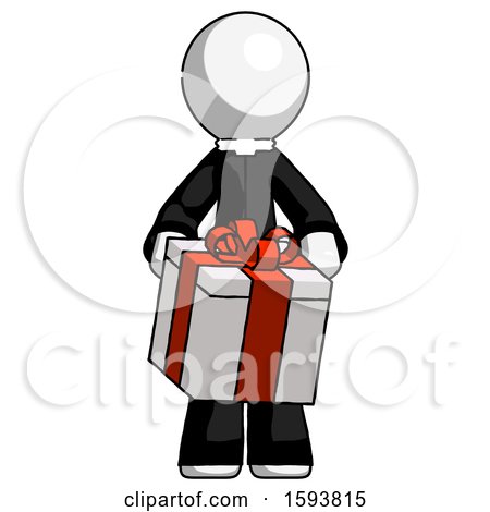 White Clergy Man Gifting Present with Large Bow Front View by Leo Blanchette