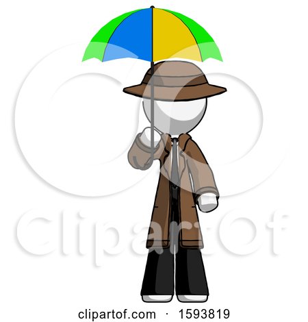 White Detective Man Holding Umbrella Rainbow Colored by Leo Blanchette