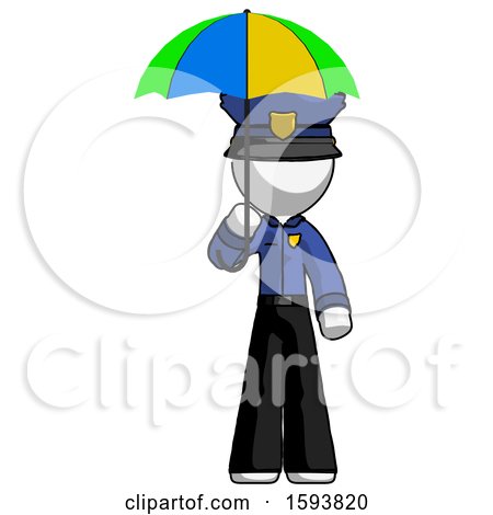 White Police Man Holding Umbrella Rainbow Colored by Leo Blanchette