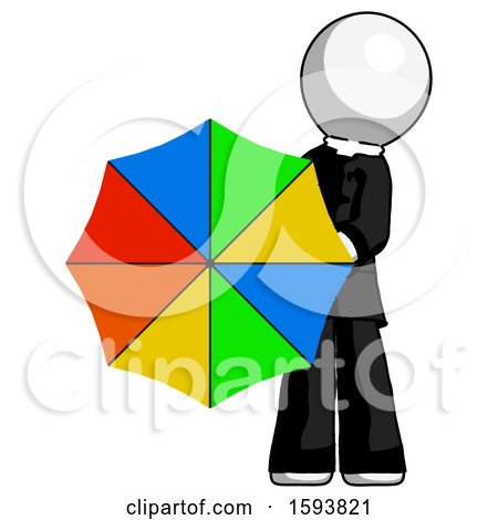 White Clergy Man Holding Rainbow Umbrella out to Viewer by Leo Blanchette