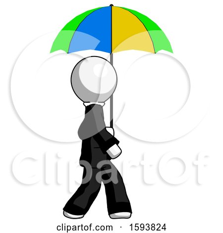 White Clergy Man Walking with Colored Umbrella by Leo Blanchette