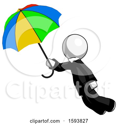 White Clergy Man Flying with Rainbow Colored Umbrella by Leo Blanchette
