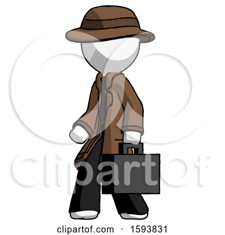 White Detective Man Walking with Briefcase to the Left by Leo Blanchette