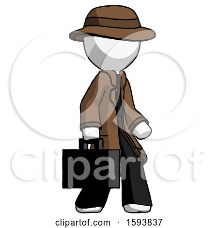White Detective Man Walking with Briefcase to the Right by Leo Blanchette