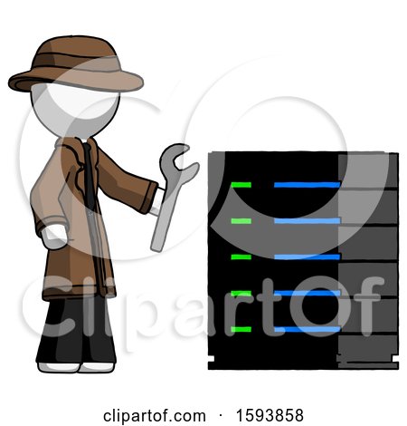 White Detective Man Server Administrator Doing Repairs by Leo Blanchette