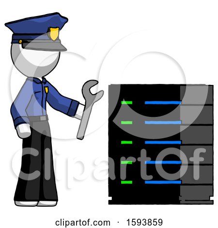 White Police Man Server Administrator Doing Repairs by Leo Blanchette