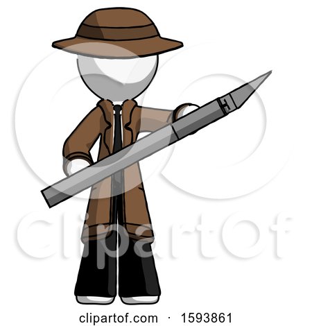 White Detective Man Holding Large Scalpel by Leo Blanchette