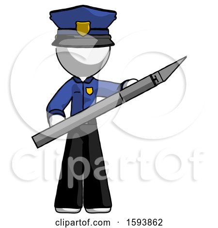 White Police Man Holding Large Scalpel by Leo Blanchette