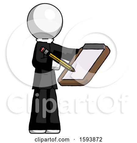 White Clergy Man Using Clipboard and Pencil by Leo Blanchette