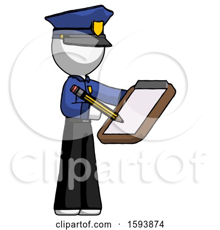 White Police Man Using Clipboard and Pencil by Leo Blanchette