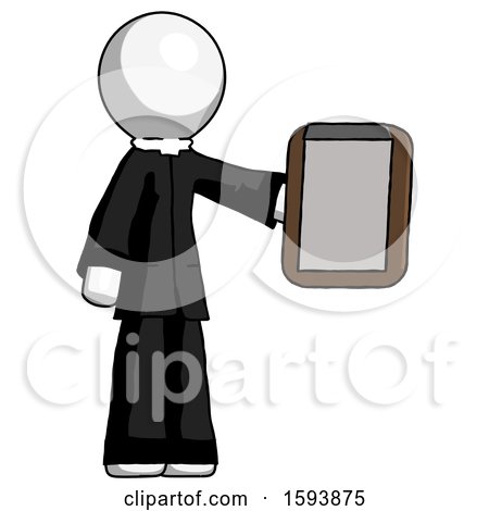 White Clergy Man Showing Clipboard to Viewer by Leo Blanchette